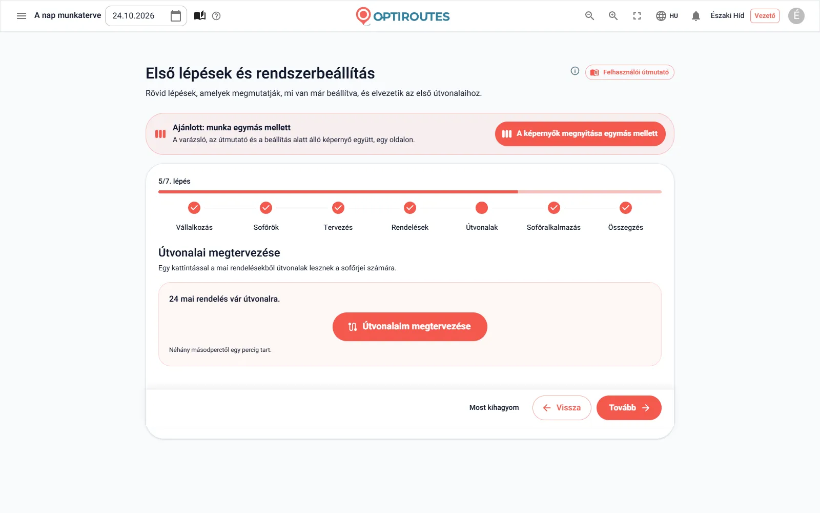 Tervezés a varázslóban a próba alatt.